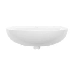 GoodHome Ensemble lavabo et colonne en céramique blanc Tasi