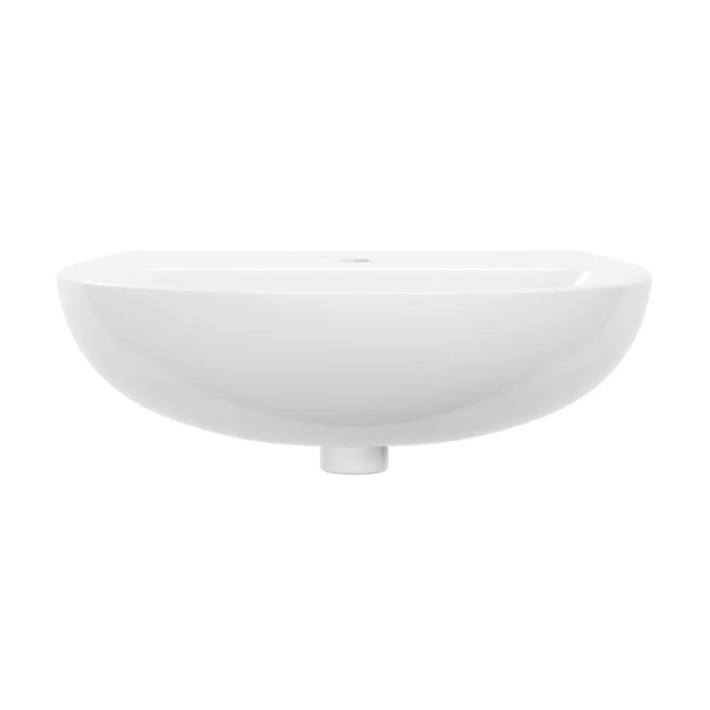 GoodHome Ensemble lavabo et colonne en céramique blanc Tasi