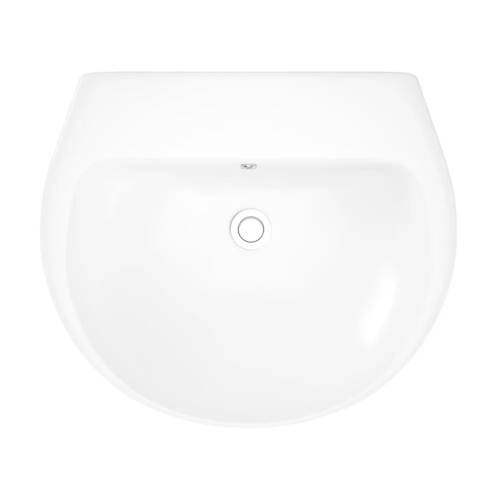 GoodHome Ensemble lavabo et colonne en céramique blanc Tasi