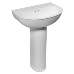 GoodHome Ensemble lavabo et colonne en céramique blanc Endell