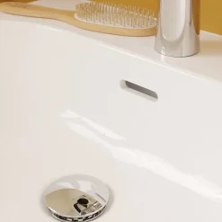 GoodHome Ensemble lavabo et colonne en céramique blanc Cavally