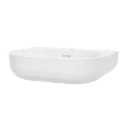 GoodHome Ensemble lavabo et colonne en céramique blanc Cavally