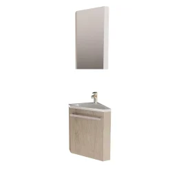 Lave-Mains|Mob-In Ensemble lave-mains angle suspendu SKINO avec robinet et armoire d'angle