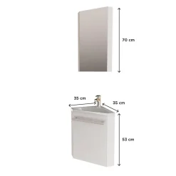 Lave-Mains|Mob-In Ensemble lave-mains angle suspendu SKINO avec robinet et armoire d'angle