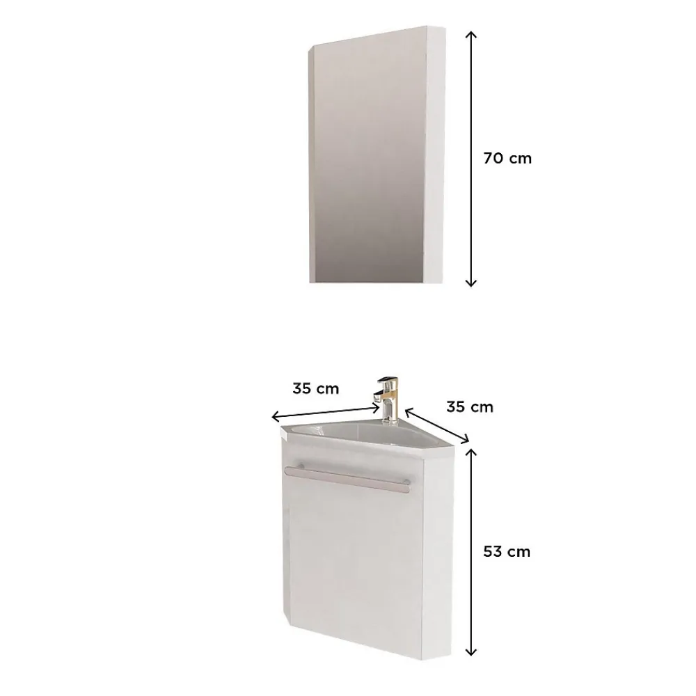 Lave-Mains|Mob-In Ensemble lave-mains angle suspendu SKINO avec robinet et armoire d'angle