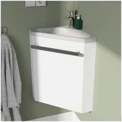 Lave-Mains|Mob-In Ensemble lave-mains angle suspendu SKINO avec robinet et armoire d'angle