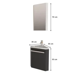 Lave-Mains|Mob-In Ensemble lave-mains angle suspendu SKINO avec robinet et armoire d'angle