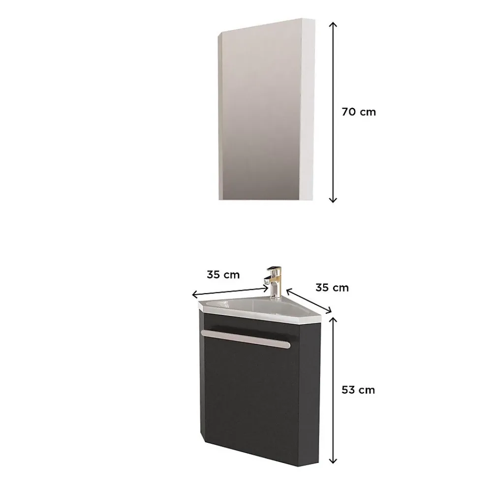 Lave-Mains|Mob-In Ensemble lave-mains angle suspendu SKINO avec robinet et armoire d'angle
