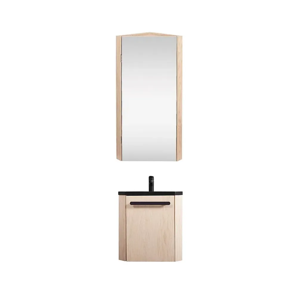 Lave-Mains|Mob-In Ensemble lave-mains d'angle SKINO suspendu avec armoire miroir