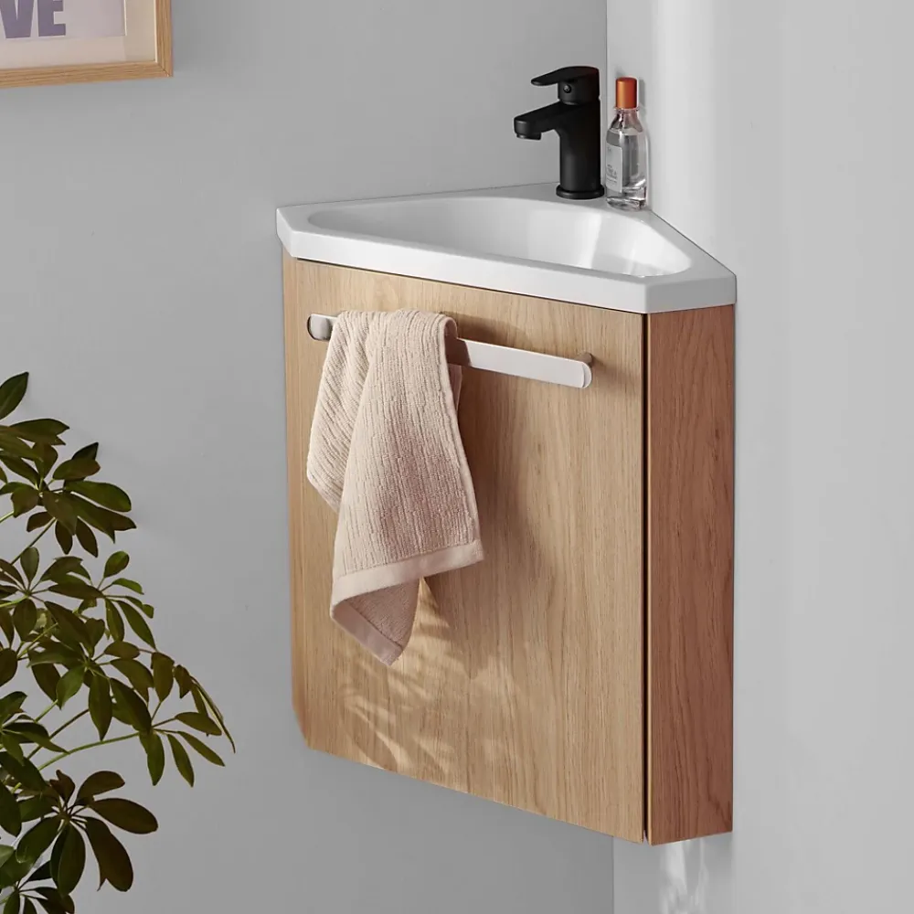 Mob-In Ensemble lave-mains d'angle suspendu SKINO avec robinet noir