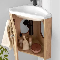 Mob-In Ensemble lave-mains d'angle suspendu SKINO avec robinet noir