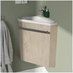 Mob-In Ensemble lave-mains d'angle SKINO + vasque + armoire de toilette