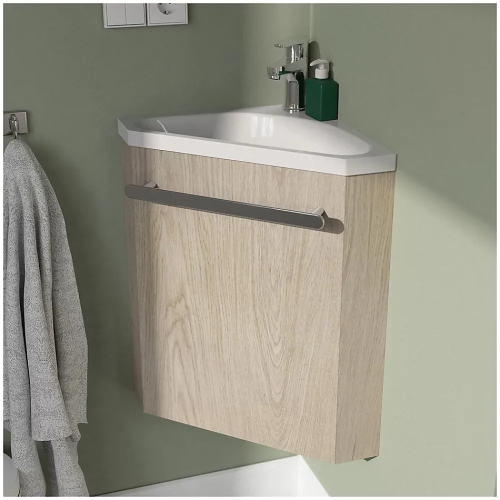 Mob-In Ensemble lave-mains d'angle SKINO + vasque + armoire de toilette