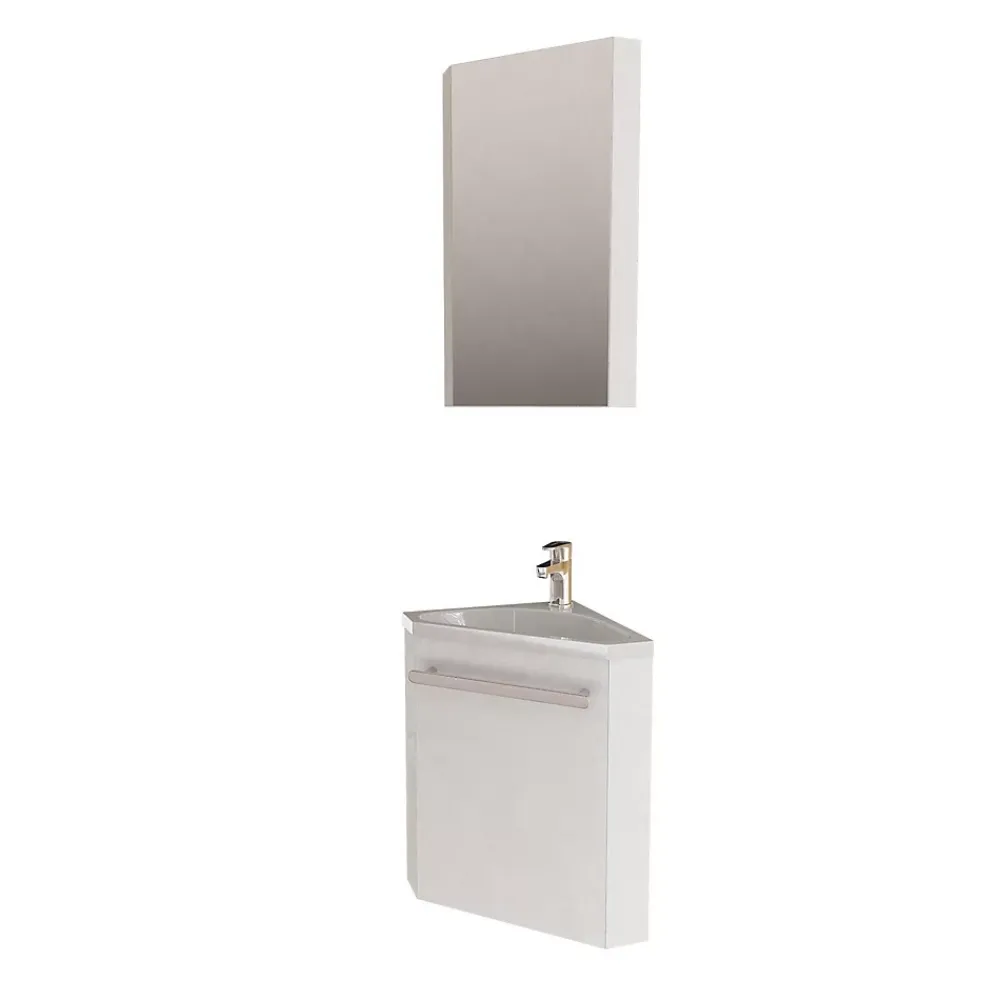 Mob-In Ensemble lave-mains d'angle SKINO + vasque + armoire de toilette