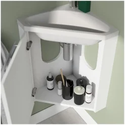 Mob-In Ensemble lave-mains d'angle SKINO + vasque + armoire de toilette