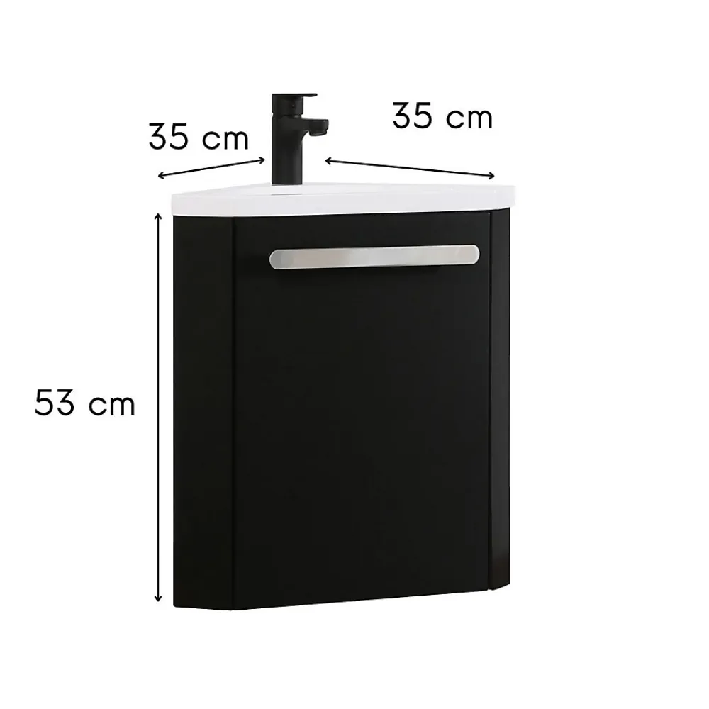 Mob-In Ensemble lave-mains d'angle suspendu SKINO avec robinet noir