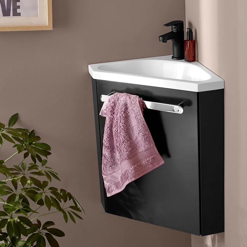 Mob-In Ensemble lave-mains d'angle suspendu SKINO avec robinet noir
