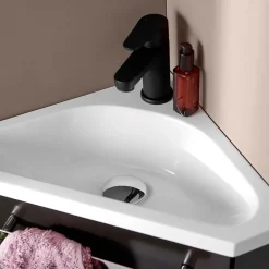 Mob-In Ensemble lave-mains d'angle suspendu SKINO avec robinet noir