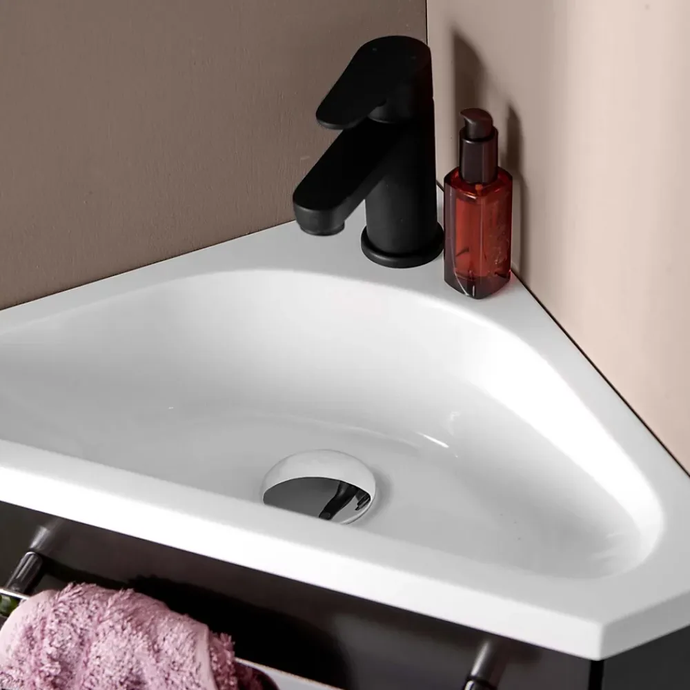 Mob-In Ensemble lave-mains d'angle suspendu SKINO avec robinet noir