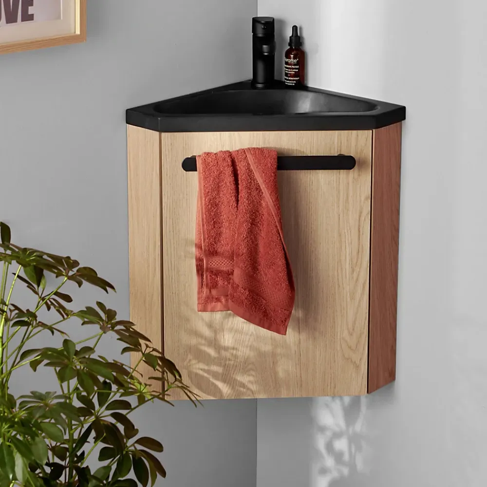 Lave-Mains|Mob-In Ensemble lave-mains d'angle suspendu SKINO avec robinet noir