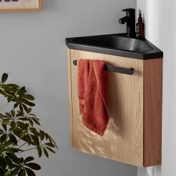 Lave-Mains|Mob-In Ensemble lave-mains d'angle suspendu SKINO avec robinet noir