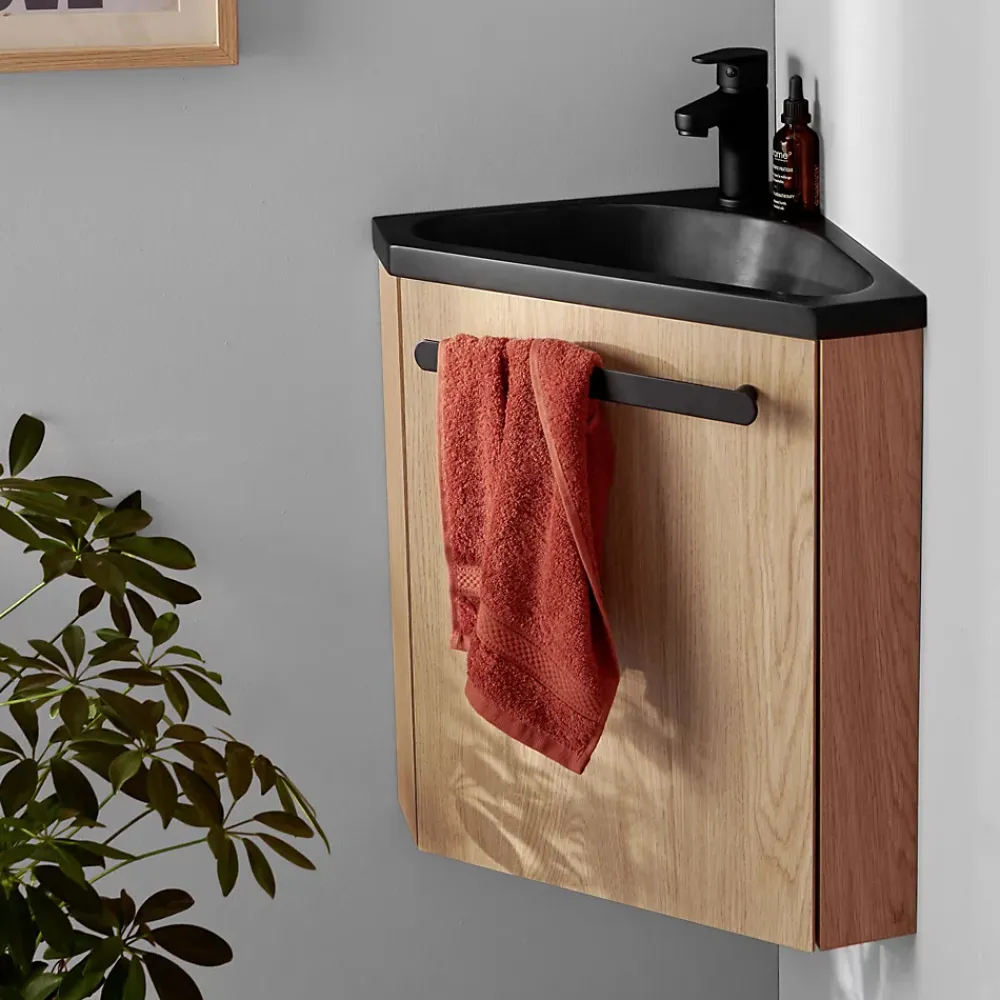 Lave-Mains|Mob-In Ensemble lave-mains d'angle suspendu SKINO avec robinet noir