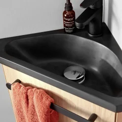 Lave-Mains|Mob-In Ensemble lave-mains d'angle suspendu SKINO avec robinet noir