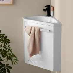 Lave-Mains|Mob-In Ensemble lave-mains d'angle suspendu SKINO avec robinet noir