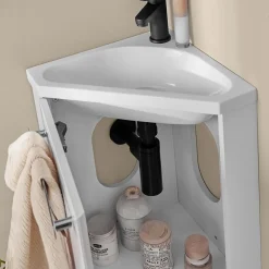 Lave-Mains|Mob-In Ensemble lave-mains d'angle suspendu SKINO avec robinet noir