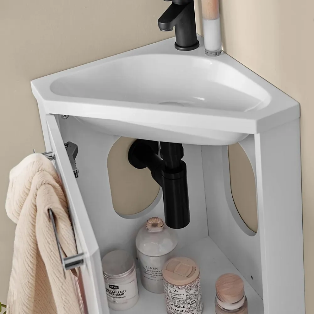 Lave-Mains|Mob-In Ensemble lave-mains d'angle suspendu SKINO avec robinet noir