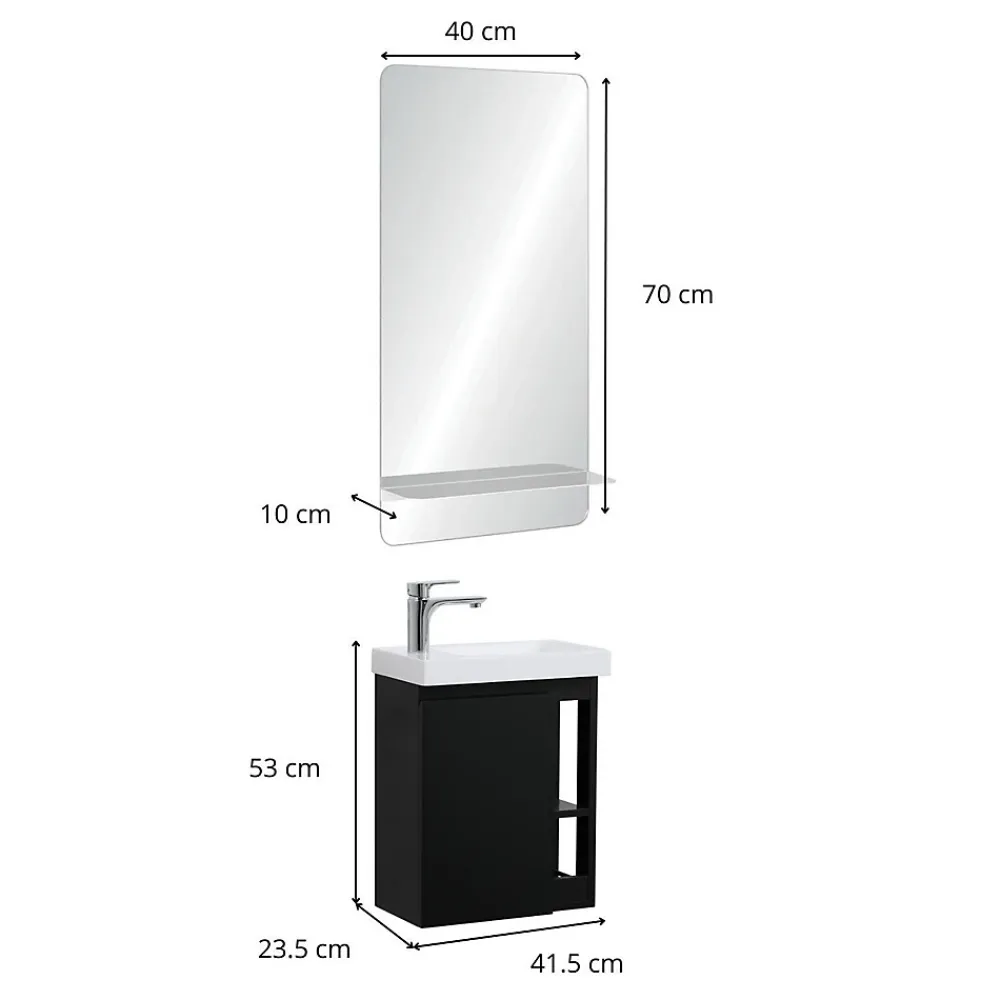 Lave-Mains|Mob-In Ensemble lave-mains HAMPTON avec rangement latéral et miroir tablette