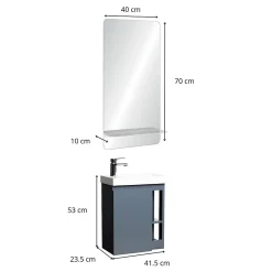 Lave-Mains|Mob-In Ensemble lave-mains HAMPTON avec rangement latéral et miroir tablette