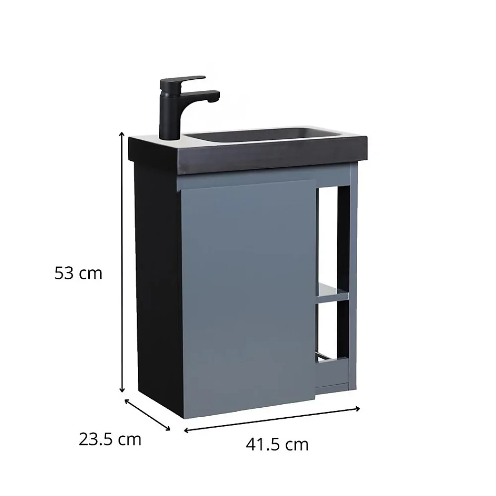 Lave-Mains|Mob-In Ensemble lave-mains HAMPTON avec rangement latéral et robinet noir