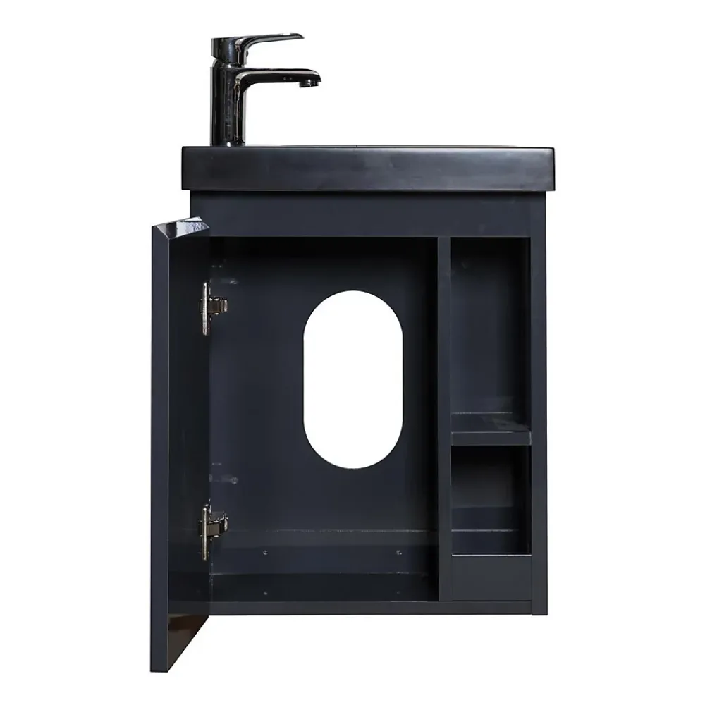 Lave-Mains|Mob-In Ensemble lave-mains HAMPTON avec rangement latéral et robinet noir