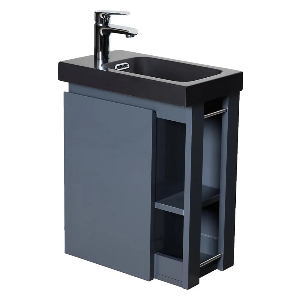 Lave-Mains|Mob-In Ensemble lave-mains HAMPTON avec rangement latéral et robinet noir