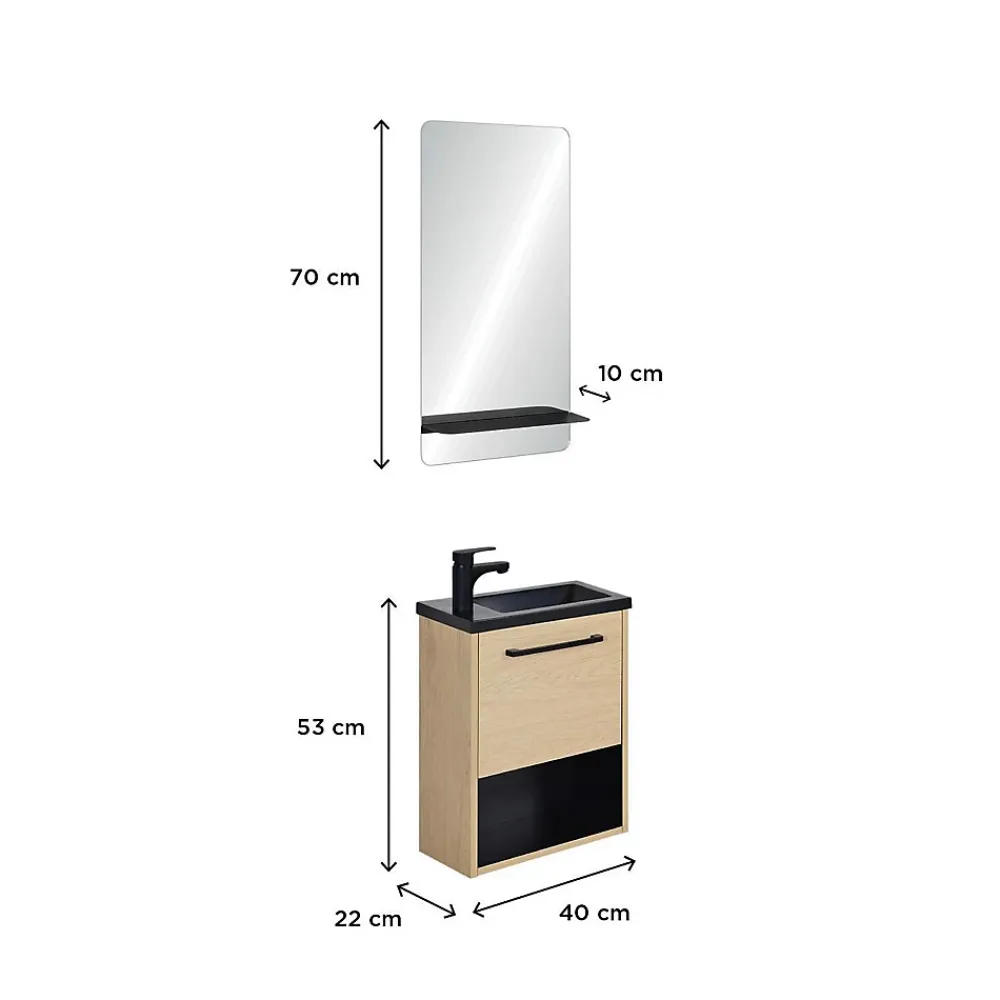 Mob-In Ensemble lave-mains NIKA avec niche et miroir tablette