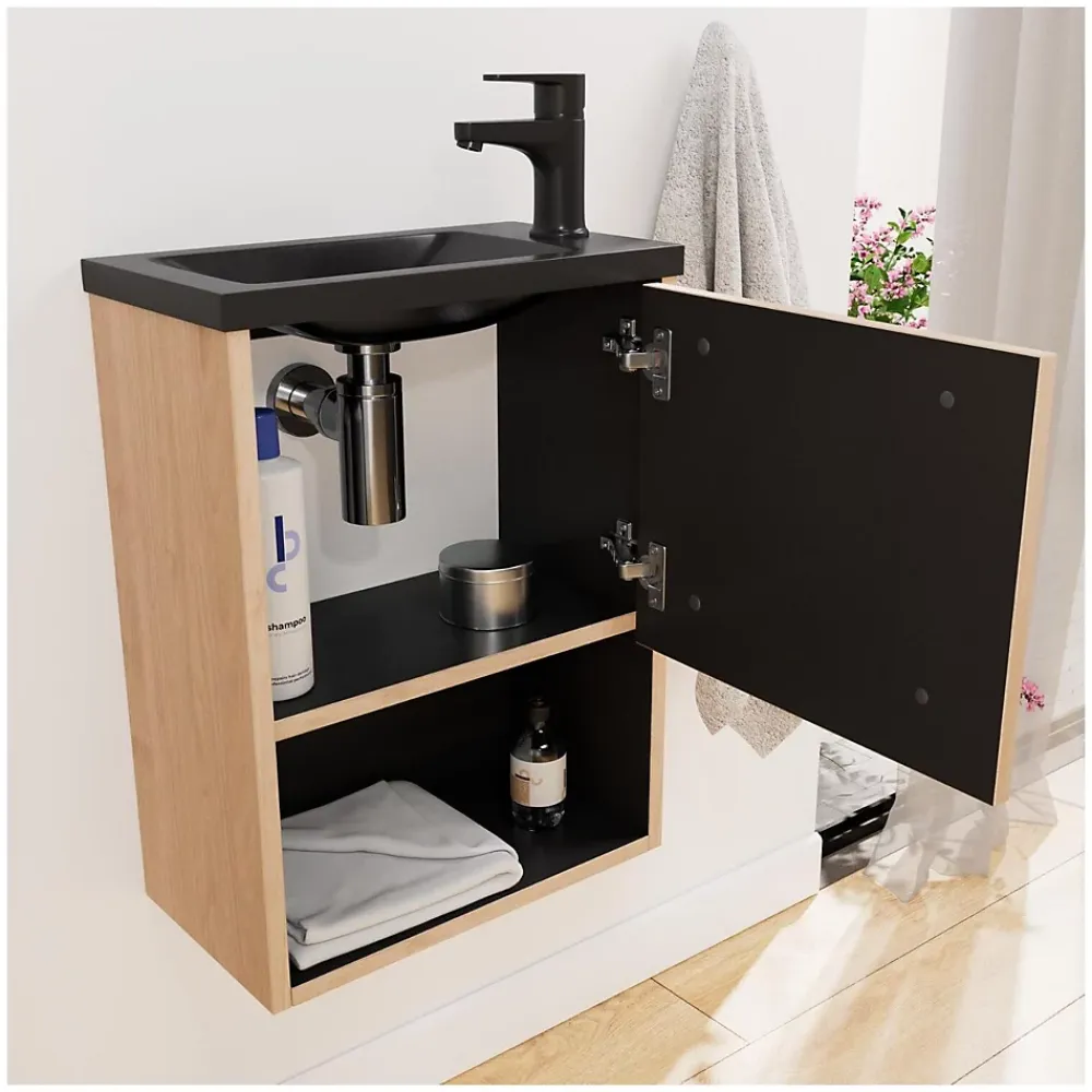 Mob-In Ensemble lave-mains NIKA avec niche et miroir tablette