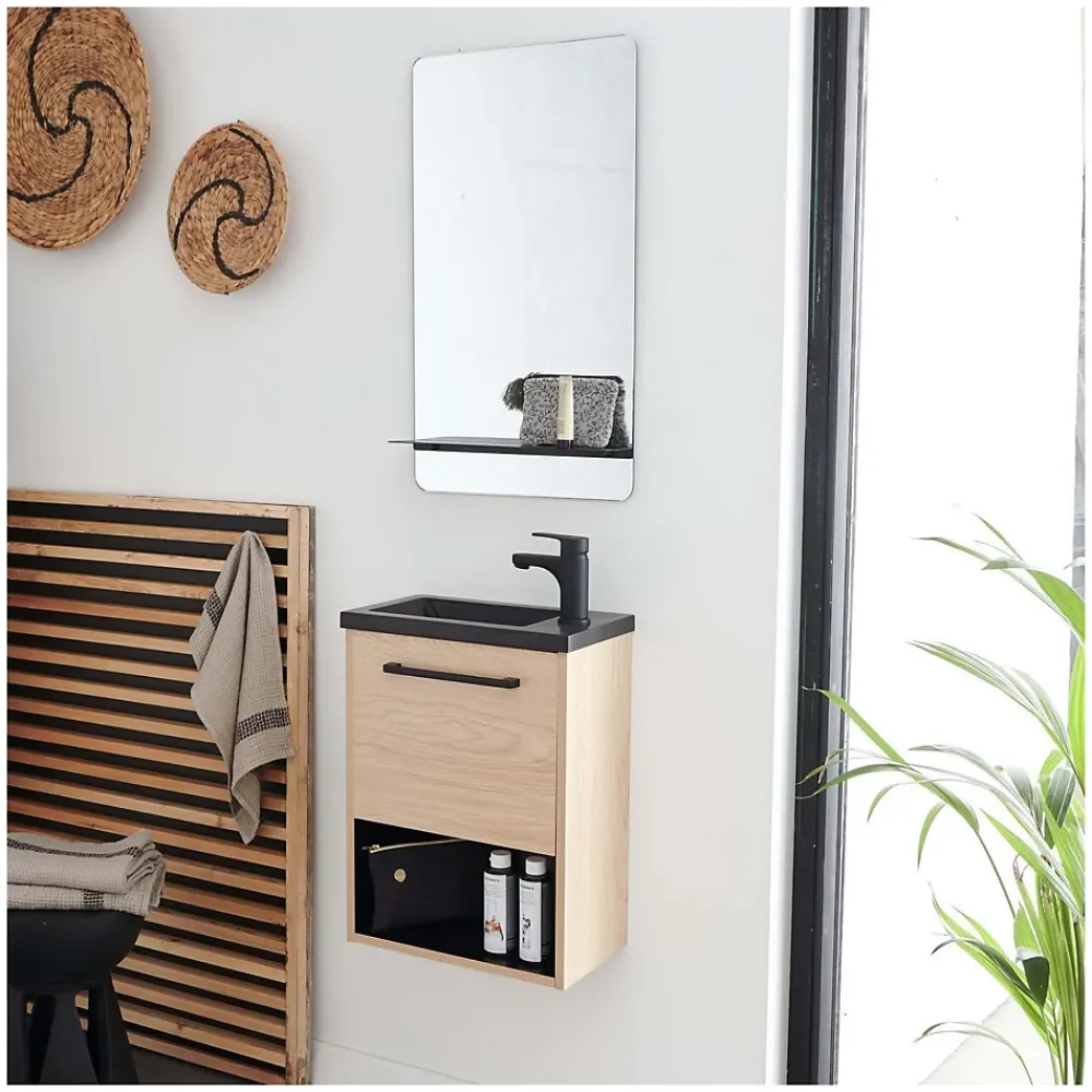 Mob-In Ensemble lave-mains NIKA avec niche et miroir tablette