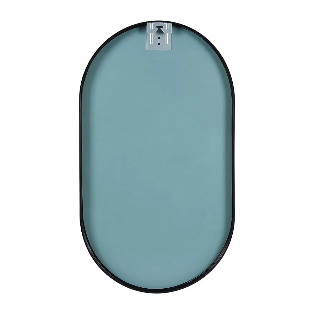 Mob-In Ensemble lave-mains NOVA métal et bois avec robinet noir et miroir ovale