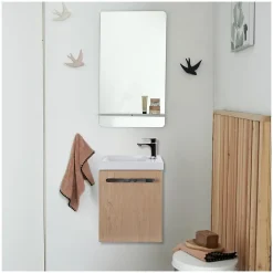 Mob-In Ensemble lave-mains suspendu NEVADA avec robinet et miroir