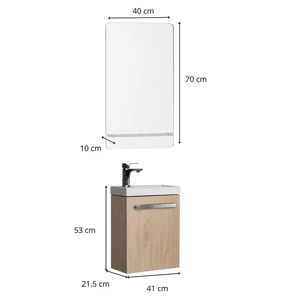 Mob-In Ensemble lave-mains suspendu NEVADA avec robinet et miroir