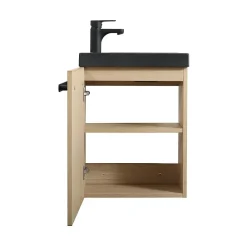 Lave-Mains|Mob-In Ensemble lave-mains suspendu NEVADA avec robinet noir et miroir ovale