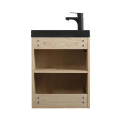 Lave-Mains|Mob-In Ensemble lave-mains suspendu NEVADA avec robinet noir et miroir ovale