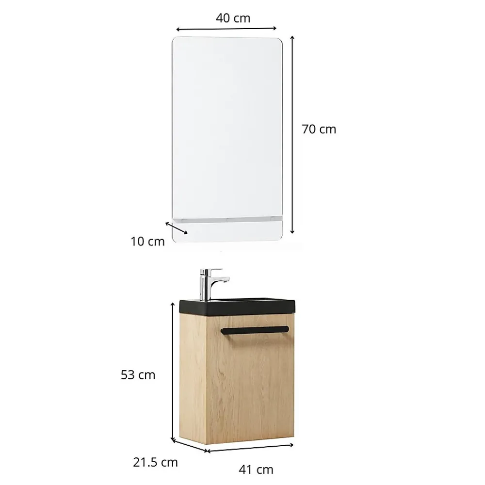 Mob-In Ensemble lave-mains suspendu NEVADA avec robinet et miroir