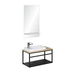 Lave-Mains|Mob-In Ensemble lave-mains WILO grande largeur avec robinet et miroir 60cm
