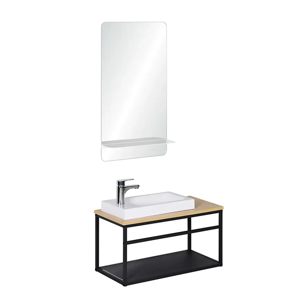 Lave-Mains|Mob-In Ensemble lave-mains WILO grande largeur avec robinet et miroir 60cm