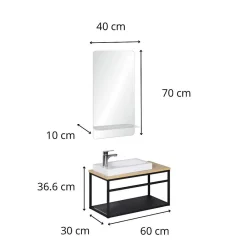 Lave-Mains|Mob-In Ensemble lave-mains WILO grande largeur avec robinet et miroir 60cm