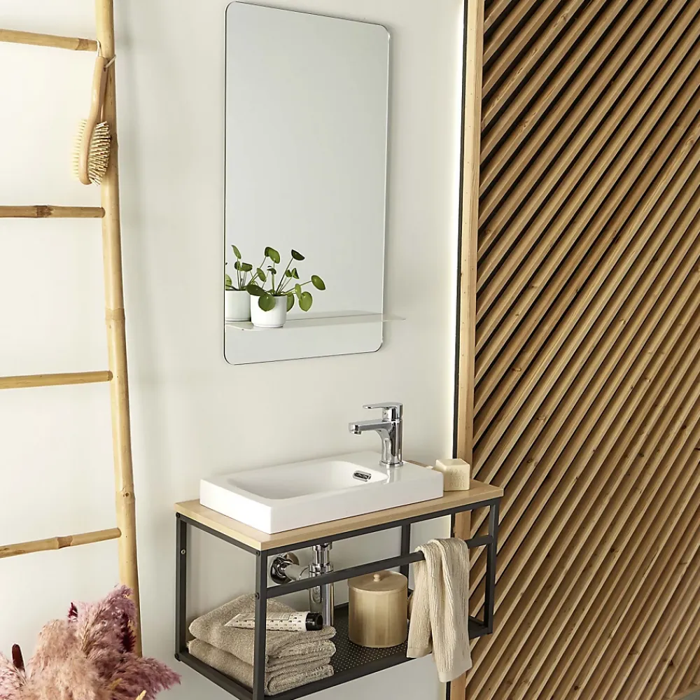 Lave-Mains|Mob-In Ensemble lave-mains WILO grande largeur avec robinet et miroir 60cm