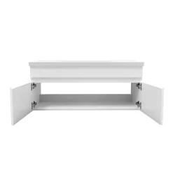 AICA Sanitaire Ensemble meuble + vasque + miroir lumineux + colonne 100cm meuble salle de bain Blanc