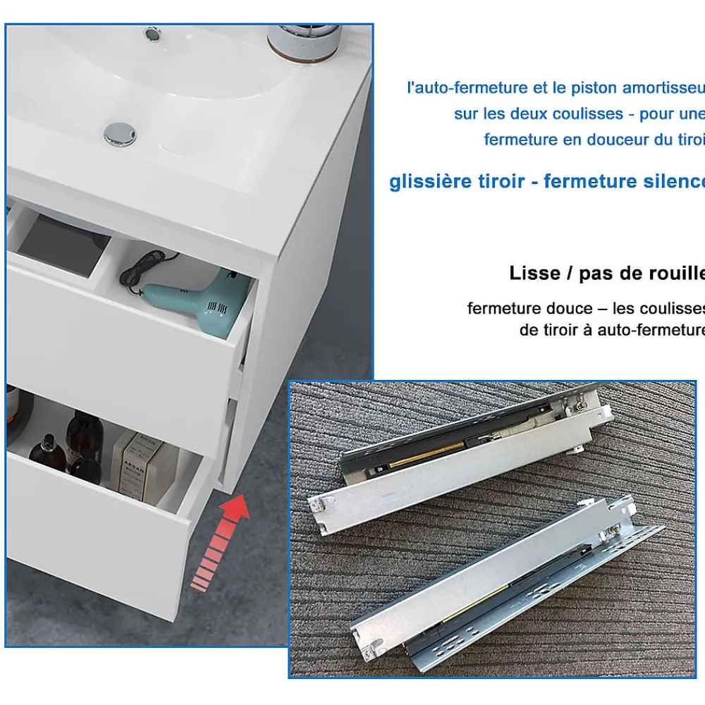 AICA Sanitaire Ensemble meuble chêne et vasque L.120cm 4 tiroirs + colonne haut + lavabo + miroir 80x60cm x2-suspendu
